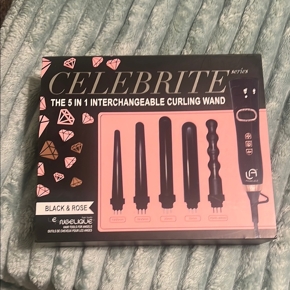 5-in-1 Interchangeable Curling Wand - Black & Rose